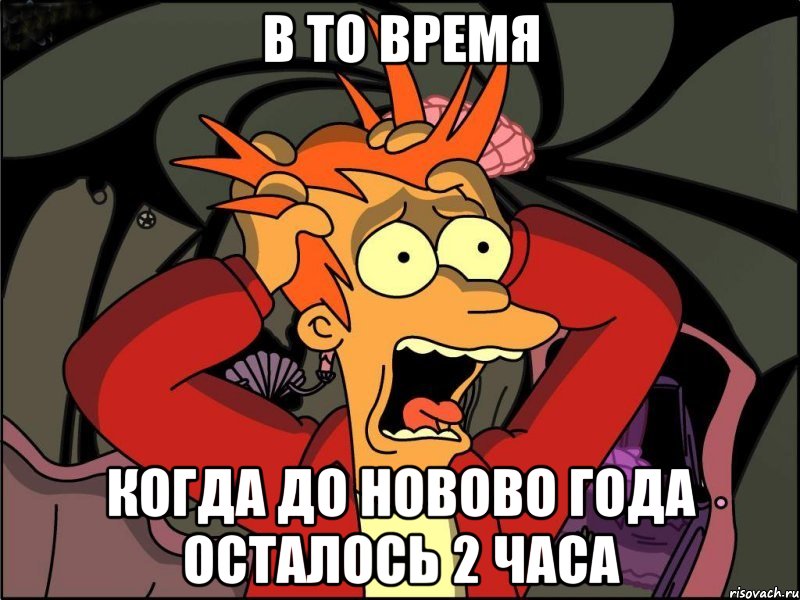 в то время когда до новово года осталось 2 часа, Мем Фрай в панике