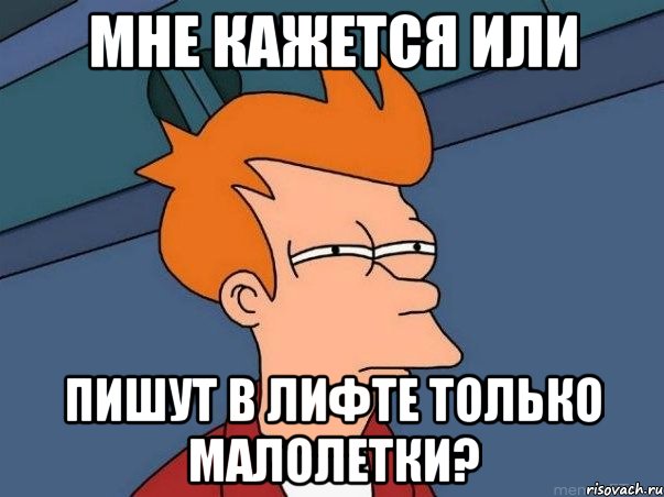 МНЕ КАЖЕТСЯ ИЛИ ПИШУТ В ЛИФТЕ ТОЛЬКО МАЛОЛЕТКИ?, Мем  Фрай (мне кажется или)