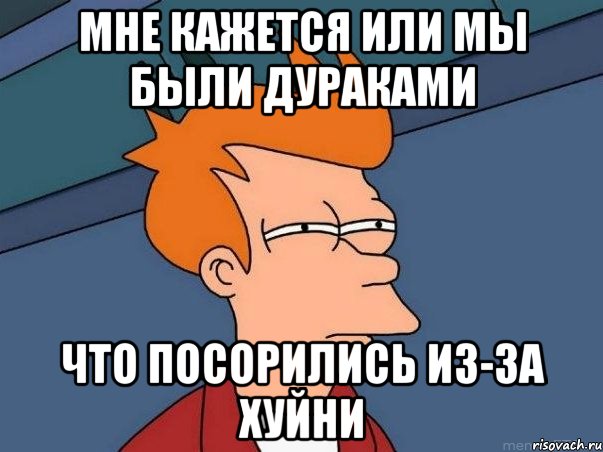 МНЕ КАЖЕТСЯ ИЛИ МЫ БЫЛИ ДУРАКАМИ ЧТО ПОСОРИЛИСЬ ИЗ-ЗА ХУЙНИ, Мем  Фрай (мне кажется или)