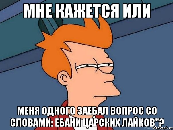 МНЕ КАЖЕТСЯ ИЛИ МЕНЯ ОДНОГО ЗАЕБАЛ ВОПРОС СО СЛОВАМИ: ЕБАНИ ЦАРСКИХ ЛАЙКОВ"?, Мем  Фрай (мне кажется или)