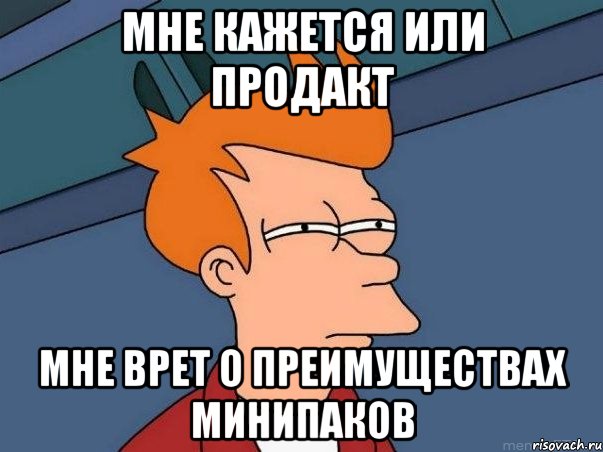 мне кажется или продакт мне врет о преимуществах минипаков, Мем  Фрай (мне кажется или)