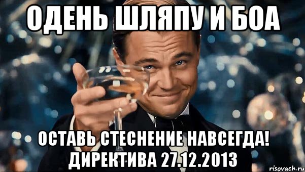 Одень шляпу и боа Оставь стеснение навсегда! Директива 27.12.2013, Мем Великий Гэтсби (бокал за тех)