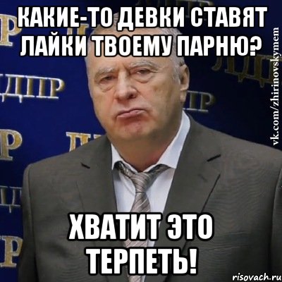 Какие-то девки ставят лайки твоему парню? Хватит это терпеть!, Мем Хватит это терпеть (Жириновский)