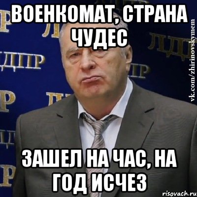 Военкомат, страна чудес Зашел на час, на год исчез, Мем Хватит это терпеть (Жириновский)