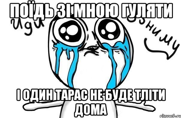 поїдь зі мною гуляти і один Тарас не буде тліти дома, Мем Иди обниму