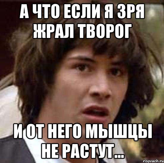 а что если я зря жрал творог и от него мышцы не растут..., Мем А что если (Киану Ривз)