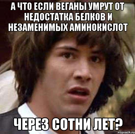 а что если веганы умрут от недостатка белков и незаменимых аминокислот через сотни лет?, Мем А что если (Киану Ривз)