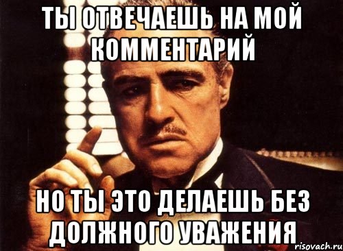 Ты отвечаешь на мой комментарий Но ты это делаешь без должного уважения, Мем крестный отец