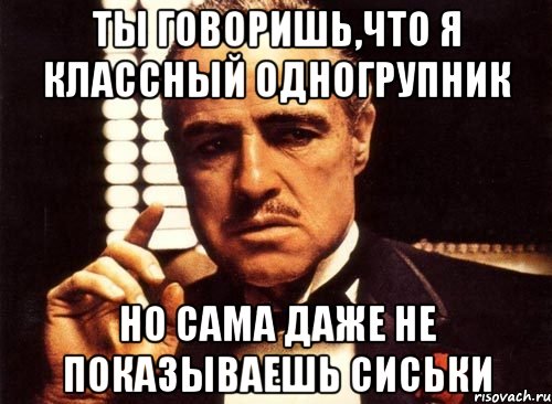 ты говоришь,что я классный одногрупник но сама даже не показываешь сиськи, Мем крестный отец