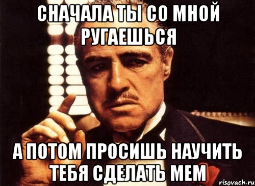 Сначала ты со мной ругаешься А потом просишь научить тебя сделать мем, Мем крестный отец