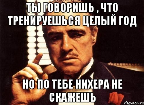 ты говоришь , что тренируешься целый год но по тебе нихера не скажешь, Мем крестный отец