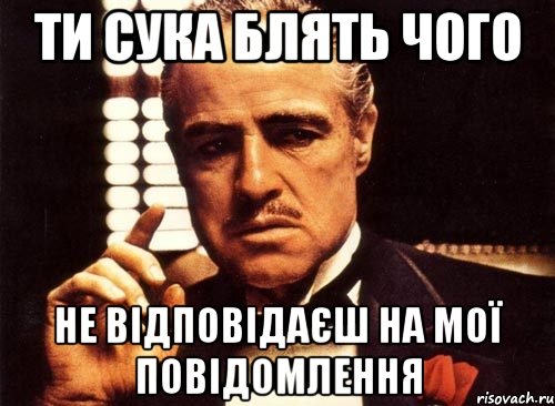 Ти сука блять чого не відповідаєш на мої повідомлення, Мем крестный отец