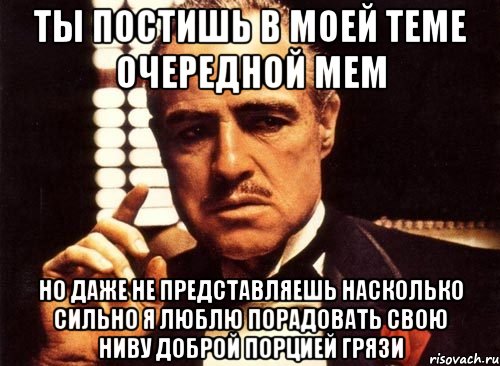 Ты постишь в моей теме очередной мем но даже не представляешь насколько сильно я люблю порадовать свою ниву доброй порцией грязи, Мем крестный отец