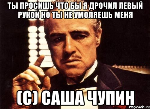 Ты просишь что бы я дрочил левый рукой но ты не умоляешь меня (с) Саша Чупин, Мем крестный отец