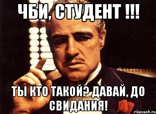 ЧБИ, студент !!! Ты кто такой? Давай, до свидания!, Мем крестный отец