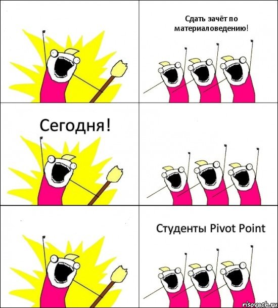 Студенты Pivot Point Сдать зачёт по материаловедению! Сегодня!   