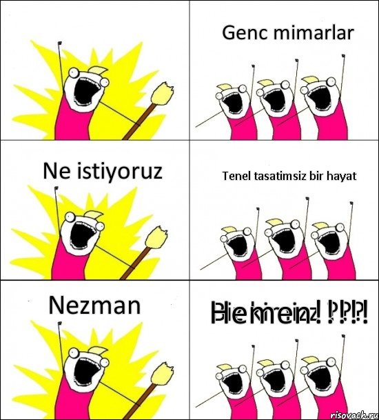 Biz kimizz ??? Genc mimarlar Ne istiyoruz Tenel tasatimsiz bir hayat Nezman Hemen!!!!!