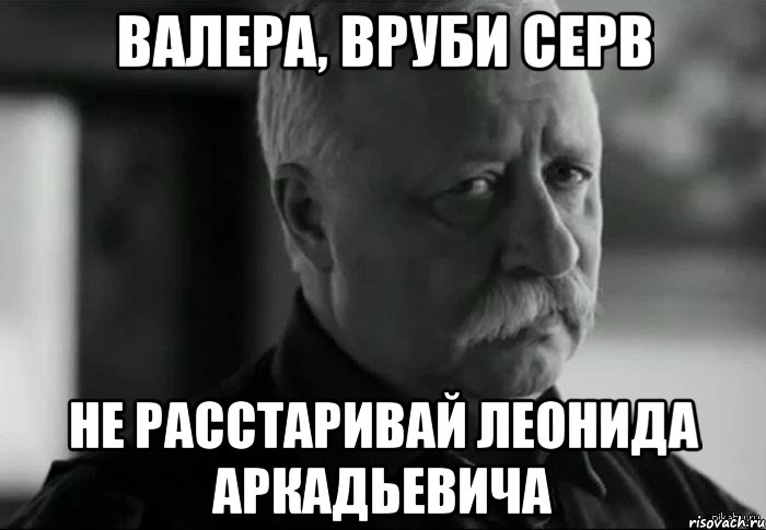 ВАЛЕРА, ВРУБИ СЕРВ НЕ РАССТАРИВАЙ ЛЕОНИДА АРКАДЬЕВИЧА, Мем Не расстраивай Леонида Аркадьевича