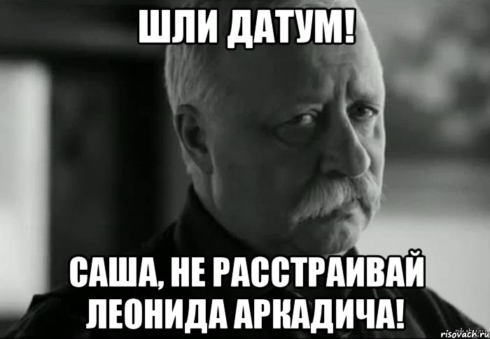 Шли ДАТУМ! Саша, не расстраивай Леонида Аркадича!, Мем Не расстраивай Леонида Аркадьевича