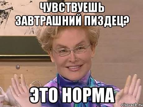 чувствуешь завтрашний пиздец? это норма, Мем Елена Малышева