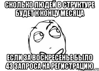 Сколько людей в структуре будет к концу месяца Если за воскресенье было 43 запроса на регистрацию, Мем Мне кажется или