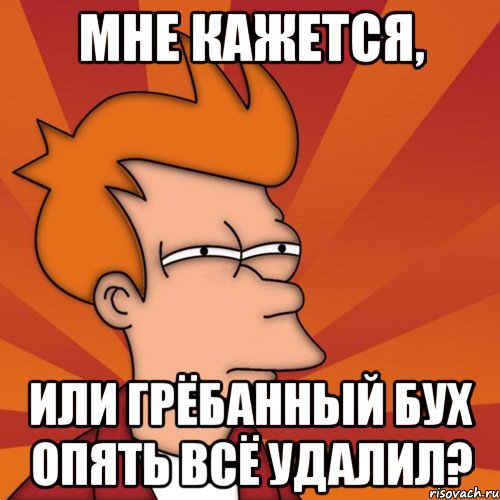 мне кажется, или грёбанный бух опять всё удалил?, Мем Мне кажется или (Фрай Футурама)