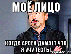 МОЁ ЛИЦО Когда Арсен думает что я учу тесты