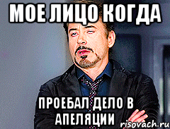 МОЕ ЛИЦО КОГДА ПРОЕБАЛ ДЕЛО В АПЕЛЯЦИИ