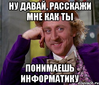 Ну давай, расскажи мне как ты понимаешь информатику, Мем мое лицо