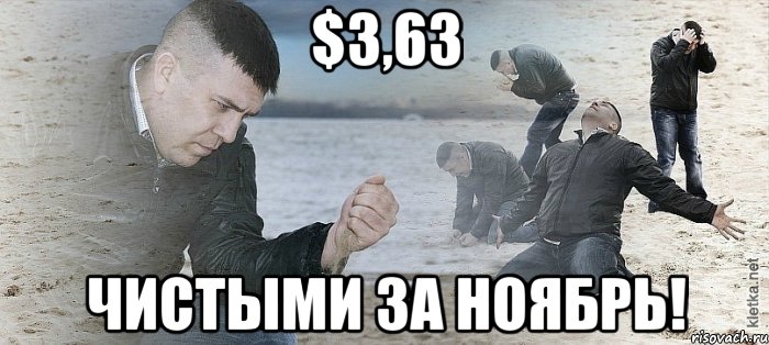 $3,63 чистыми за ноябрь!, Мем Мужик сыпет песок на пляже