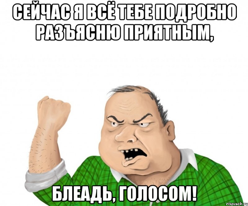 сейчас я всё тебе подробно разъясню приятным, блеадь, голосом!, Мем мужик