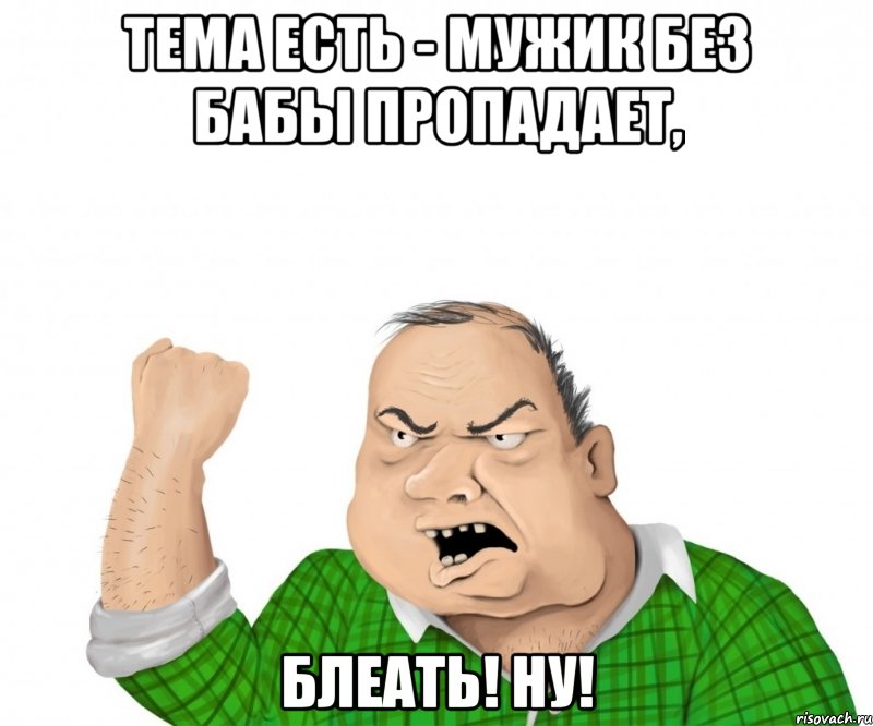 тема есть - мужик без бабы пропадает, блеать! Ну!, Мем мужик