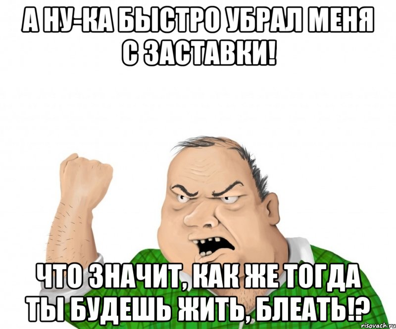 а ну-ка быстро убрал меня с заставки! что значит, как же тогда ты будешь жить, блеать!?, Мем мужик