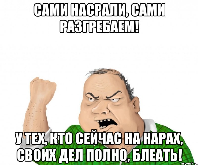 сами насрали, сами разгребаем! у тех, кто сейчас на нарах, своих дел полно, блеать!, Мем мужик