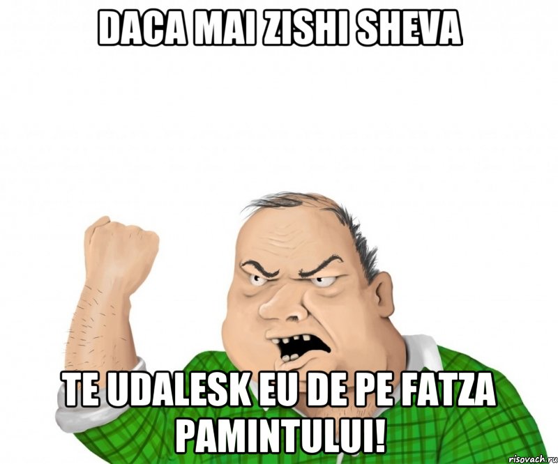 daca mai zishi sheva te udalesk eu de pe fatza pamintului!, Мем мужик