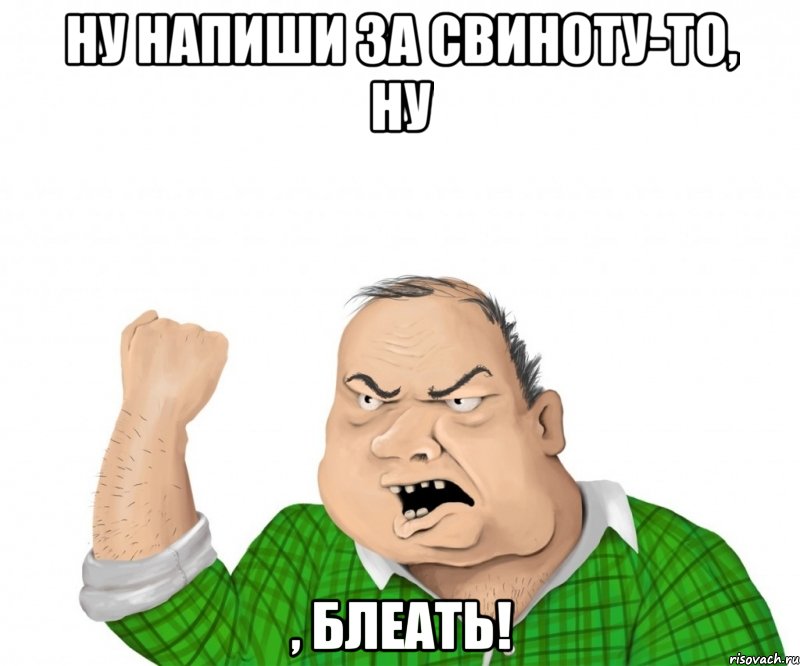 ну напиши за свиноту-то, ну , блеать!, Мем мужик