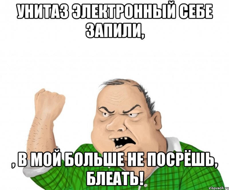 унитаз электронный себе запили, , в мой больше не посрёшь, блеать!, Мем мужик