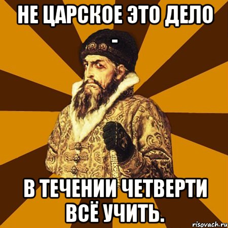 Не царское это дело - в течении четверти всё учить., Мем Не царское это дело