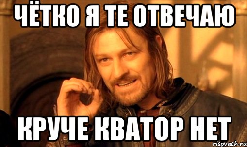 Чётко я те отвечаю Круче Кватор нет, Мем Нельзя просто так взять и (Боромир мем)