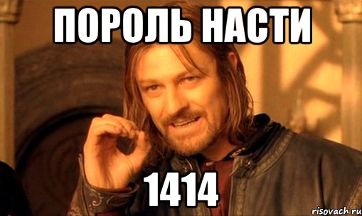 ПОРОЛЬ НАСТИ 1414, Мем Нельзя просто так взять и (Боромир мем)