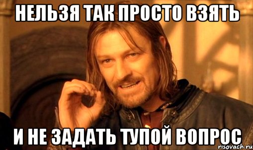 Нельзя так просто взять и не задать тупой вопрос, Мем Нельзя просто так взять и (Боромир мем)