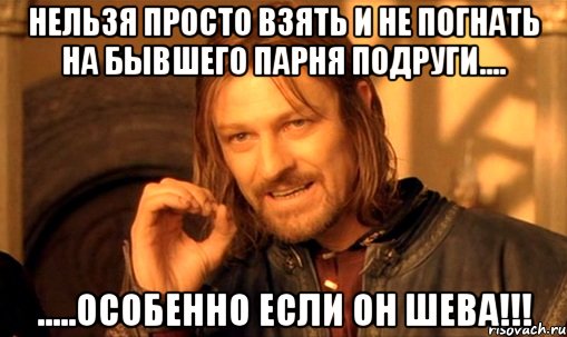 Нельзя просто взять и не погнать на бывшего парня подруги.... .....особенно если он Шева!!!, Мем Нельзя просто так взять и (Боромир мем)