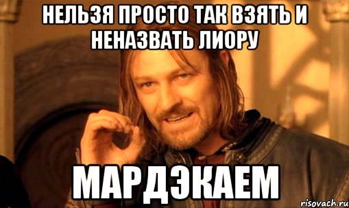 Нельзя просто так взять и неназвать Лиору Мардэкаем, Мем Нельзя просто так взять и (Боромир мем)