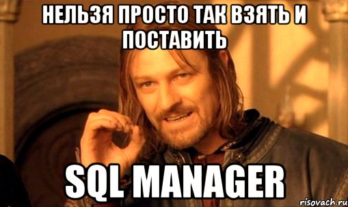 Нельзя просто так взять и поставить SQL Manager, Мем Нельзя просто так взять и (Боромир мем)