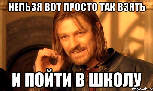 нельзя вот просто так взять и пойти в школу, Мем Нельзя просто так взять и (Боромир мем)