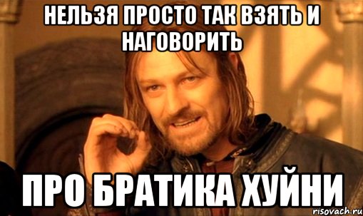 нельзя просто так взять и наговорить про братика хуйни, Мем Нельзя просто так взять и (Боромир мем)