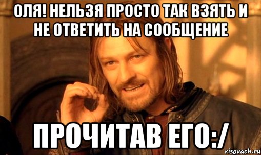 Оля! Нельзя просто так взять и не ответить на сообщение прочитав его:/, Мем Нельзя просто так взять и (Боромир мем)