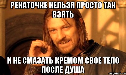 Ренаточке нельзя просто так взять И не смазать кремом свое тело после душа, Мем Нельзя просто так взять и (Боромир мем)