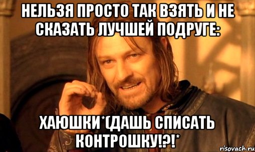 Нельзя просто так взять и не сказать лучшей подруге: Хаюшки*(дашь списать контрошку!?!*, Мем Нельзя просто так взять и (Боромир мем)