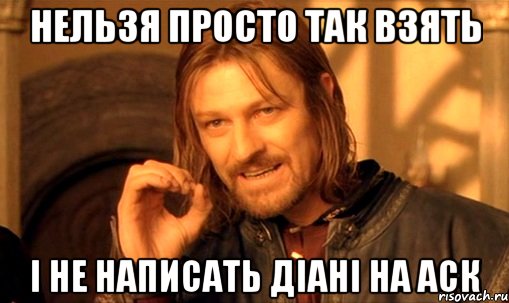 нельзя просто так взять і не написать Діані на аск, Мем Нельзя просто так взять и (Боромир мем)